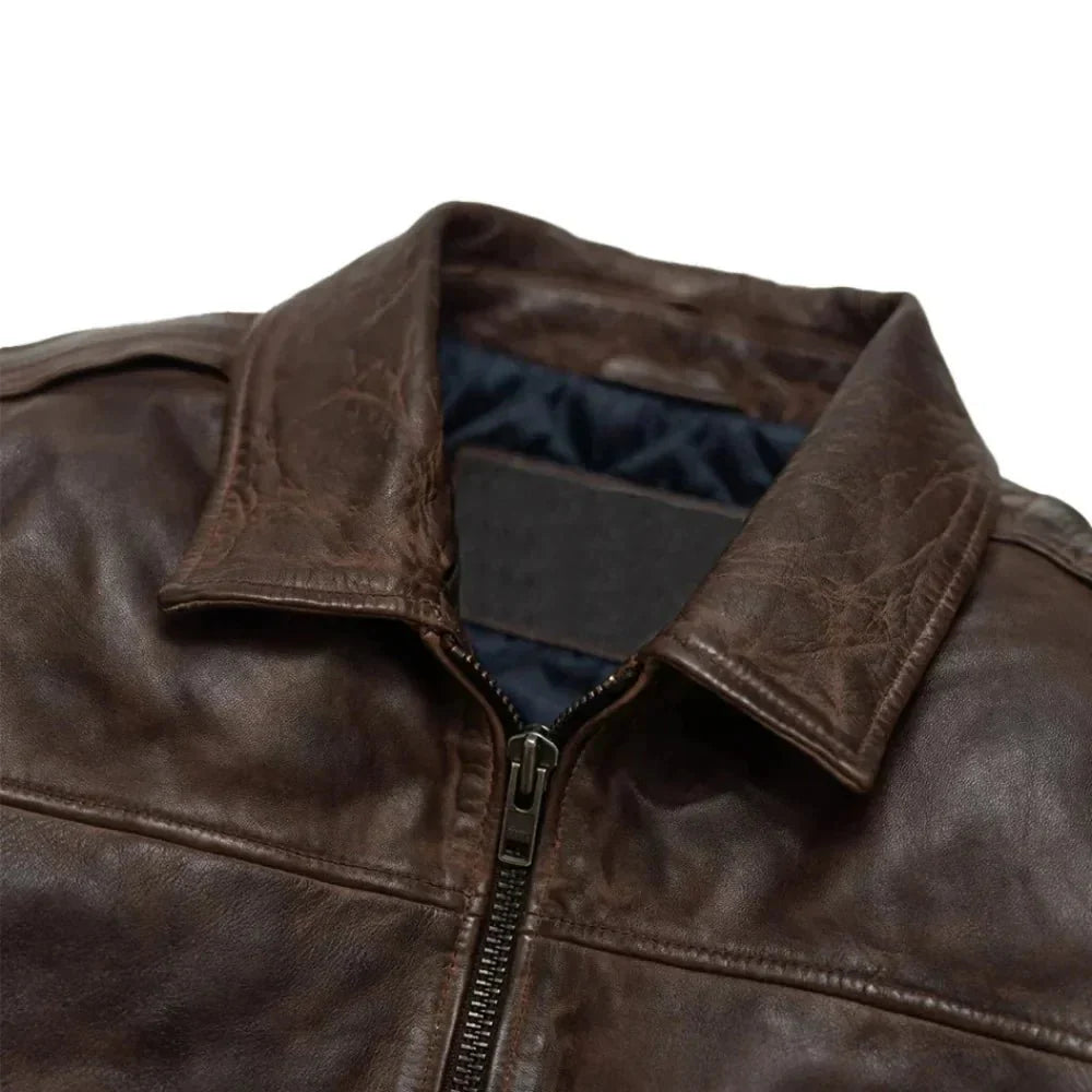 Men's Brown A2 Aviator Bomber Leather Jacket